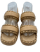 Chanel Shoe Size 38 Tan & Gold Leather Chain Detail Square Toe Sandals Tan & Gold / 38
