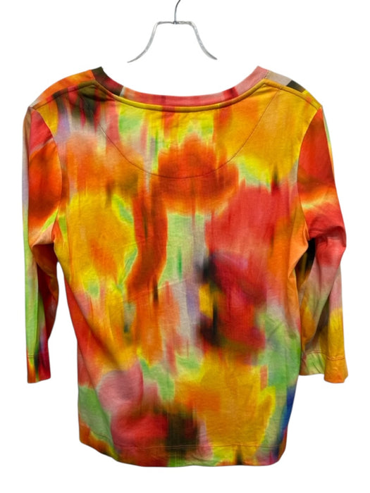 Dries Van Noten Size XS Orange, Green & Multi Cotton 3/4 Sleeve Gradient Top Orange, Green & Multi / XS