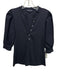 Veronica Beard Size S Black Cotton 1/2 Sleeve Buttons Ribbed Top Black / S