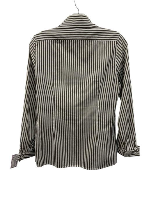 Anne Fontaine Size 38 Brown & White Cotton Stripe Collared Button Down Top Brown & White / 38