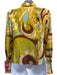Emilio Pucci Size 8 Green, Aqua, Brown Silk Blend Abstract Button Down Top Green, Aqua, Brown / 8