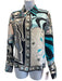 Emilio Pucci Size 8 Blue, Black, Gray Silk Blend Abstract Button Down Blouse Top Blue, Black, Gray / 8