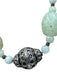 No Brand Light Green & Silver 925 Sterling Silver Carved Ornate Stone Necklace Light Green & Silver