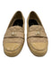 Chanel Shoe Size 38 Tan Beige Lambskin Leather Quilted Patent Toe Logo Loafers Tan Beige / 38