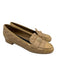 Chanel Shoe Size 38 Tan Beige Lambskin Leather Quilted Patent Toe Logo Loafers Tan Beige / 38
