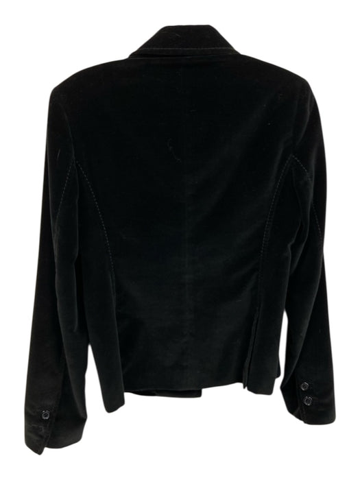 Prada Size 42 Black Cotton & Silk Blend Velvet Stitch Detail Button Front Jacket Black / 42