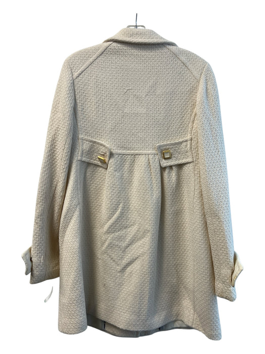 Grane Size M Cream Wool Blend Button Down Collar Button Accent Coat Cream / M