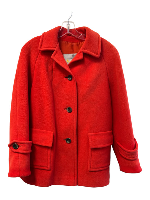 Aquascutum Size No size Red Wool Round Neck Button Pockets Texture Fabric Coat Red / No size