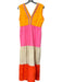 Vilagallo Size 42 Orange, Pink & Multi Cotton Tiered Color Block Dress Orange, Pink & Multi / 42