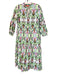 Vilagallo Size 42 Green, Orange & multi Cotton round split neck 3/4 Sleeve Dress Green, Orange & multi / 42