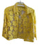 Marisa Baratelli Size 6 Yellow Thai Silk Open Front Flowers Collared Jacket Yellow / 6