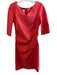 Sara Campbell Size 10 coral Polyester V Neck 1/2 Sleeve Scallop Detail Dress coral / 10