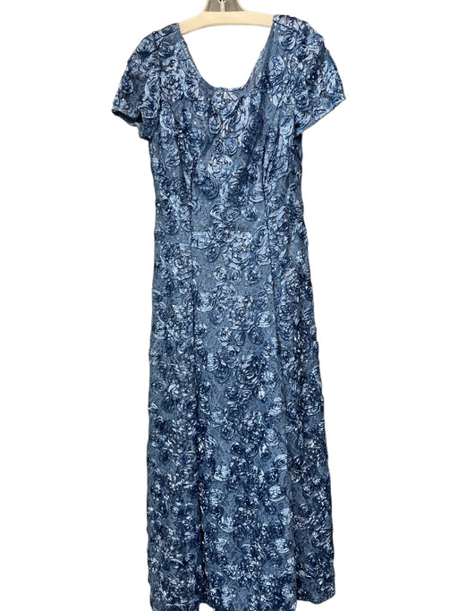 Alex Evenings Size 10 Blue Nylon Blend Persian Lamb Scoop Neck Cap Sleeve Gown Blue / 10
