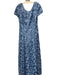 Alex Evenings Size 10 Blue Nylon Blend Persian Lamb Scoop Neck Cap Sleeve Gown Blue / 10