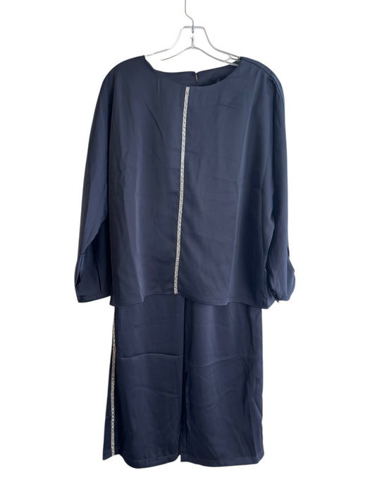 Joh. Size Small Navy Polyester Long Sleeve Elastic Waist Pants Set Navy / Small