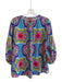 Crosby Size S Blue & Multi Polyester V Neck Floral 3/4 Sleeve Lace Detail Top Blue & Multi / S
