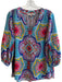 Crosby Size S Blue & Multi Polyester V Neck Floral 3/4 Sleeve Lace Detail Top Blue & Multi / S