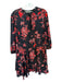 Alice & Olivia Size L Black & Red Polyester Long Balloon Sleeve V Neck Dress Black & Red / L
