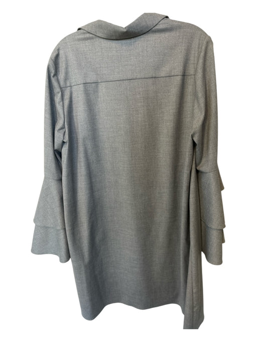 Alice & Olivia Size L Gray Polyester Blend Long Bell Sleeve Collar Dress Gray / L