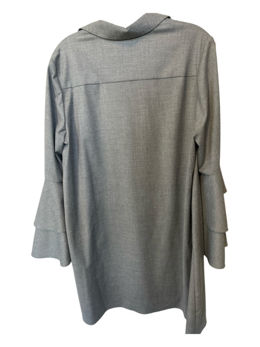 Alice & Olivia Size L Gray Polyester Blend Long Bell Sleeve Collar Dress Gray / L