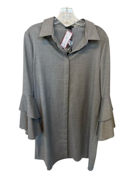 Alice & Olivia Size L Gray Polyester Blend Long Bell Sleeve Collar Dress Gray / L