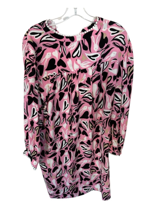 Diane Von Furstenberg Size L Pink & Black Viscose Long Balloon Sleeve Dress Pink & Black / L