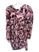 Diane Von Furstenberg Size L Pink & Black Viscose Long Balloon Sleeve Dress Pink & Black / L