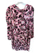 Diane Von Furstenberg Size L Pink & Black Viscose Long Balloon Sleeve Dress Pink & Black / L