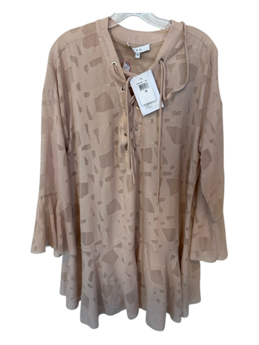 IRO Size 38 nude Polyester Long Bell Sleeve Lace Up Front Lined Dress nude / 38