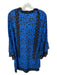 Alice & Olivia Size M Black & Blue Polyester Long Bell Sleeve Flowers Dress Black & Blue / M