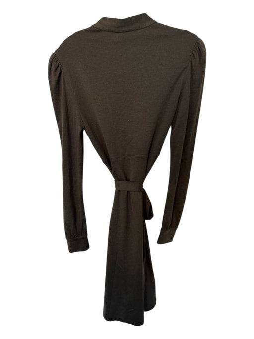 Diane Von Furstenberg Size 12 Brown Wool Long Sleeve neck tie Midi Dress Brown / 12