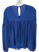 Trina Turk Size L Royal Blue Polyester Long Sleeve Pleated Stitch Detail Top Royal Blue / L