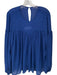 Trina Turk Size L Royal Blue Polyester Long Sleeve Pleated Stitch Detail Top Royal Blue / L