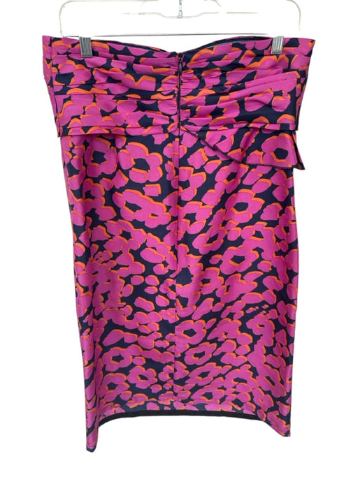 See By Chloe Size 10 purple & orange Polyester Floral Strapless Midi Dress purple & orange / 10