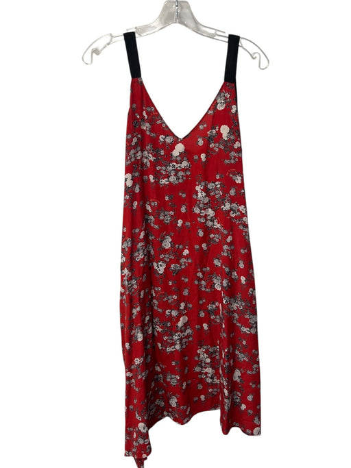Rag & Bone Size XXS Red, Black & Multi Print Silk V Neck & Back Sleeveless Dress Red, Black & Multi Print / XXS