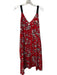 Rag & Bone Size XXS Red, Black & Multi Print Silk V Neck & Back Sleeveless Dress Red, Black & Multi Print / XXS