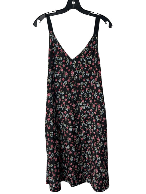Rag & Bone Size XXS Black, Pink & Blue Silk V Neck & Back Sleeveless Dress Black, Pink & Blue / XXS