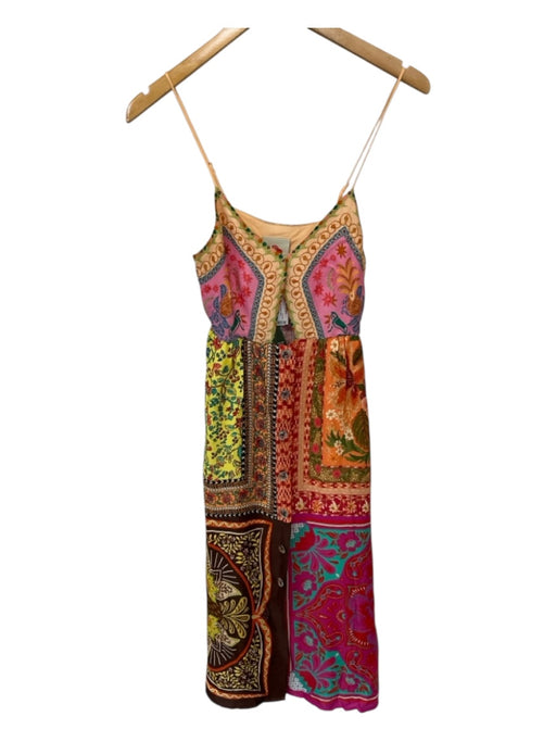 Farm Rio Size XS Multi Viscose Spaghetti Strap Floral keyhole front Midi Dress Multi / XS