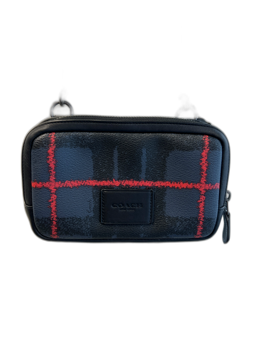 Coach Black Blue & Red Print Leather Rectangle Logo Crossbody Bag Black Blue & Red Print / S