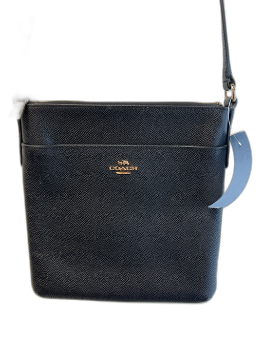 Coach Black Leather Rectangle Gold Detail Crossbody Bag Black / S