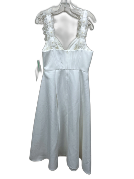 As It May Size M White Polyester Sleeveless Split Neck Floral Application Dress White / M