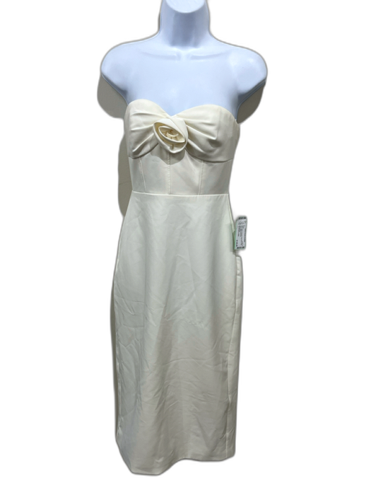 ML Monique Lhuillier Size 0 White Polyester Sleeveless Midi Rose detail Dress White / 0