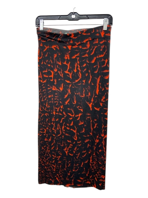 Helmut Lang Size P Black & Orange Viscose Blend Abstract Twist at Waist Skirt Black & Orange / P