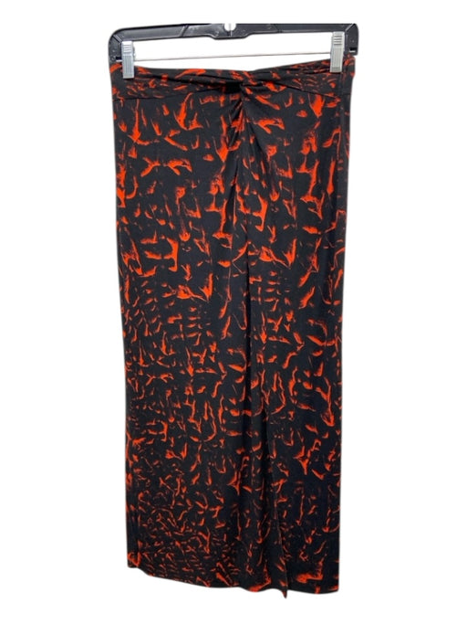 Helmut Lang Size P Black & Orange Viscose Blend Abstract Twist at Waist Skirt Black & Orange / P