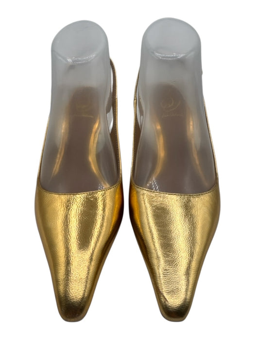 Sam Edelman Shoe Size 7 Gold Leather Upper Metallic Pointed Toe Slingbacks Gold / 7