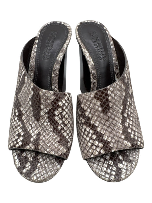 Mercedes Castillo Shoe Size 6.5 Beige Gray Leather Upper Snakeskin print Sandals Beige Gray / 6.5