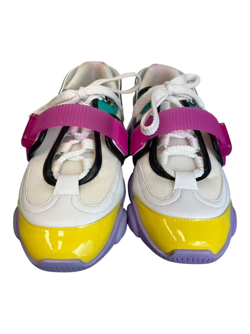 Moschino Shoe Size 36 White & Multi Leather Fabric Round Toe Lace Up Shoes White & Multi / 36