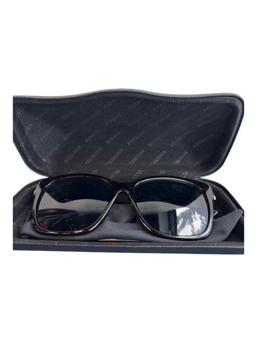 Balenciaga Brown Acetate Goldtone Logo Square Shape Tortoise Sunglasses Brown