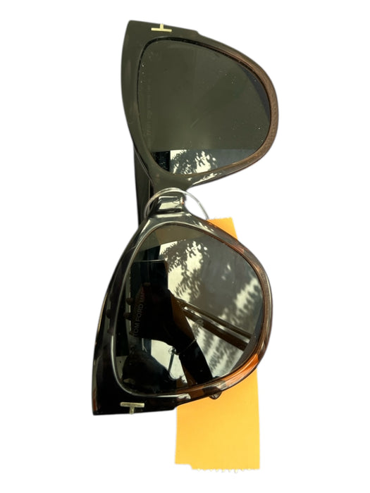 Tom Ford Brown T logo Cat Eye Oversize Sunglasses Brown