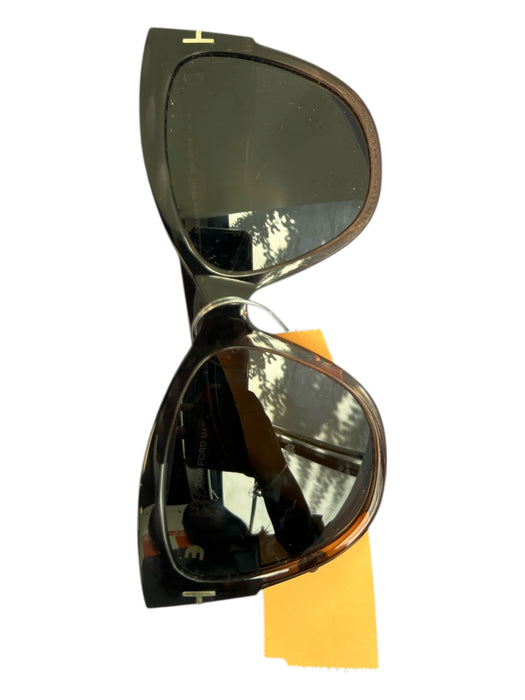 Tom Ford Brown T logo Cat Eye Oversize Sunglasses Brown